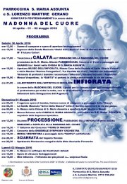 Programma 287° Anniversario Festa in onore della Madonna del Cuore - 30 Aprile - 1-2 Maggio 2016